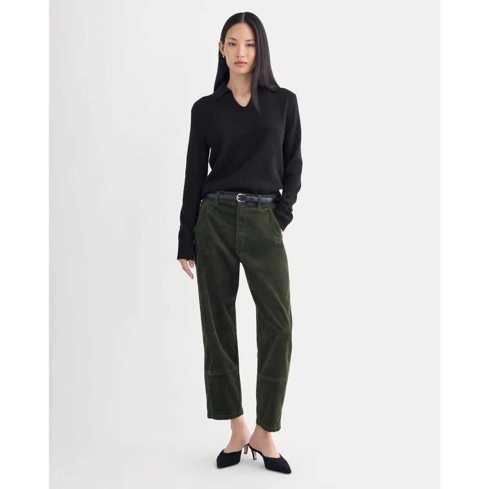 EVERLANE The Utility Barrel Corduroy Pant 4 Dark Forest Green Organic NEW B86